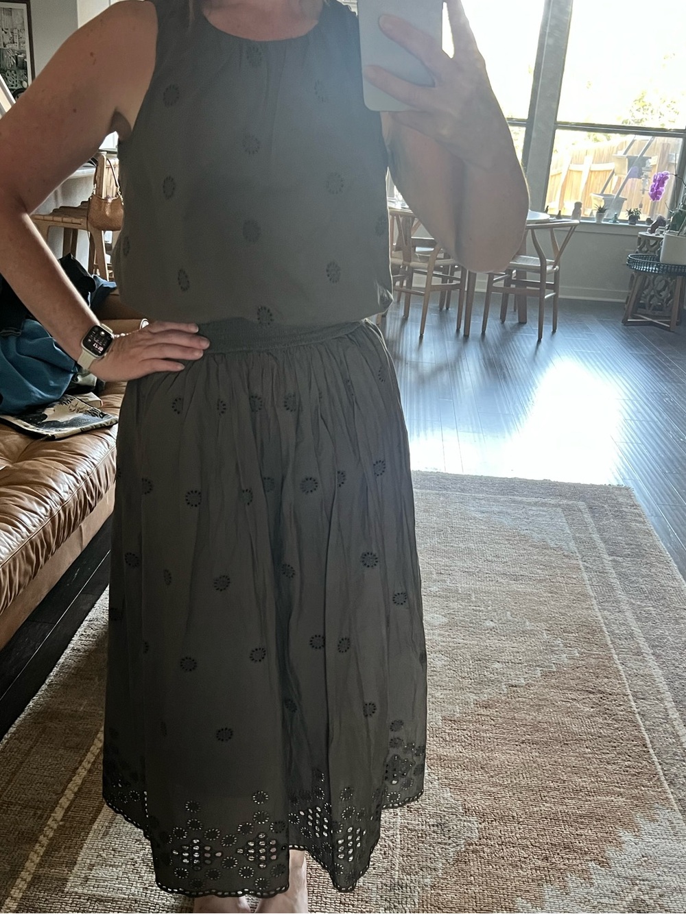 Michael Stars Olive Eyelet Maxi Skirt